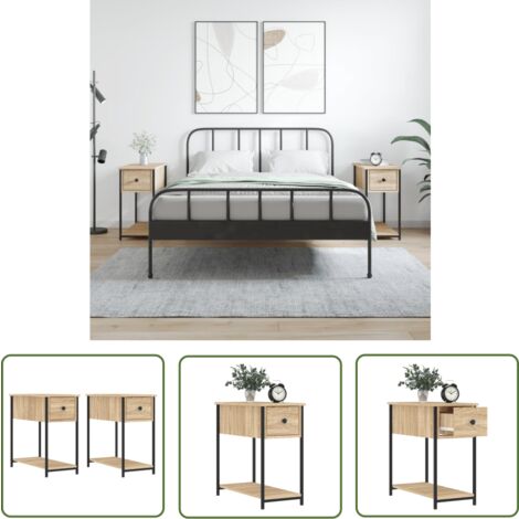 The Living Store Tables de chevet 2 pcs chêne sonoma 30x60x60 cm bois ingénierie - Table De Chevet - Commode - Meuble De Chambre - Armoire De Chevet - Mobilier