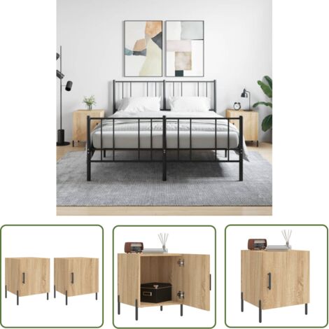 The Living Store Tables de chevet 2 pcs chêne sonoma 40x40x50 cm bois ingénierie - Table De Chevet - Meuble De Chambre - Armoire De Chevet - Commode - Étagère Murale