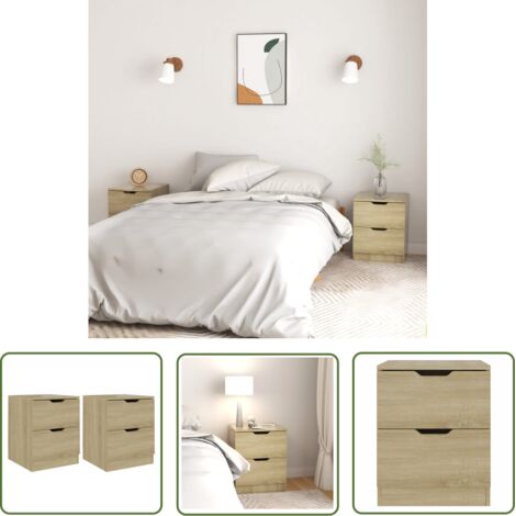 The Living Store Tables de chevet 2 pcs chêne sonoma 40x40x50 cm bois ingénierie - Table De Chevet - Meuble De Chambre - Commode - Rangement - Design Moderne