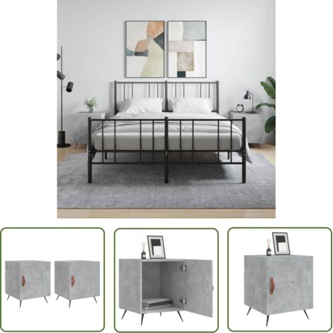 The Living Store Tables de chevet 2 pcs gris béton 40x40x50 cm bois d’ingénierie - Table De Chevet - Meuble De Chambre - Armoire De Chevet - Commode - Design Moderne