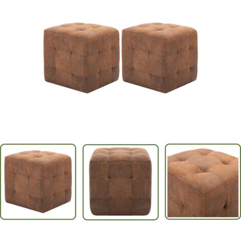 The Living Store Tables de chevet 2 pcs Marron 30x30x30 cm Similicuir daim - Table De Nuit - Table De Chevet - Meubles De Chambre - Mobilier Retro - Simili Cuir