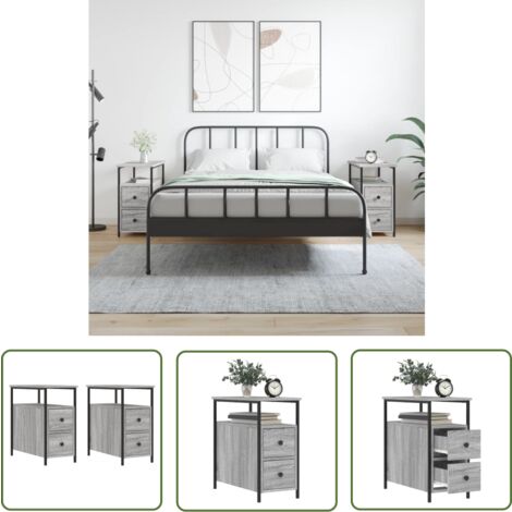 The Living Store Tables de chevet 2 pcs sonoma gris 30x60x60cm bois d'ingénierie - Table De Chevet - Commode - Mobilier Chambre - Armoire De Chevet - Décoration Intérieure
