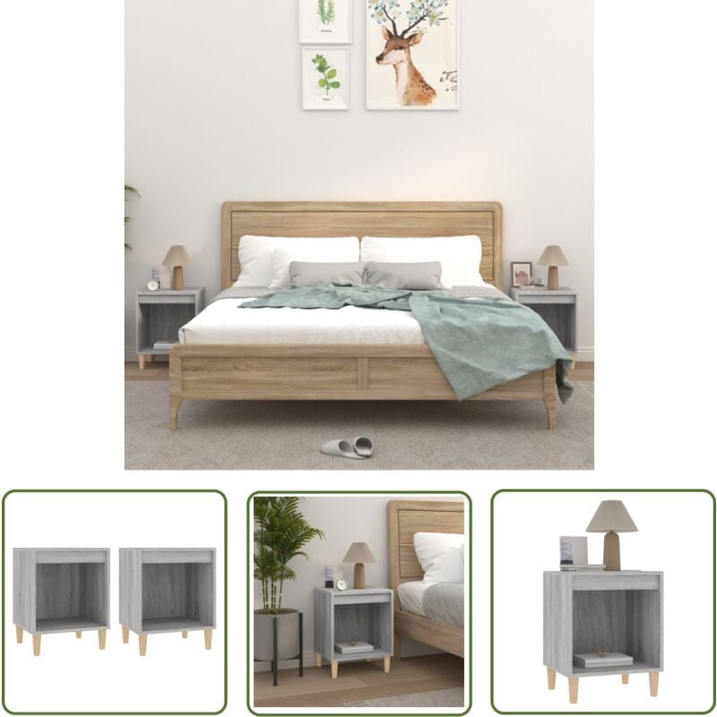 Tables de chevet 2 pcs Sonoma gris 40x35x50 cm - Table De Chevet - Meuble De Chambre - Commode - Nuit - Rangement - The Living Store