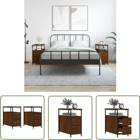 The Living Store Tables de chevet 2pcs chêne marron 30x60x60cm bois d'ingénierie - Table De Chevet - Commode - Meuble De Chambre - Armoire De Chevet - Mobilier