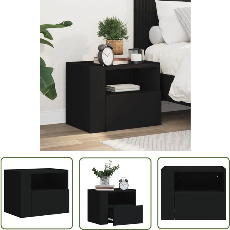 The Living Store - Tables de chevet murales 2 pcs blanc 45x30x35 cm - Table De Chevet Murale - Meuble De Chambre - Armoire Suspendue - Rangements