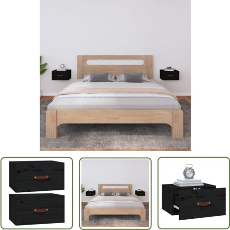 The Living Store Tables de chevet murales 2 pcs Noir 40x29,5x22 cm - Table De Chevet Murale - Meuble De Rangement Mural - Commode Murale - Étagère Murale - Déco Murale