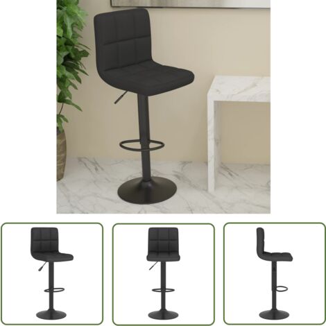 The Living Store Tabouret de bar Noir Tissu - Tabouret De Bar - Chaise De Bar - Tabouret De Comptoir - Chaise De Comptoir - Meuble De Salle À Manger