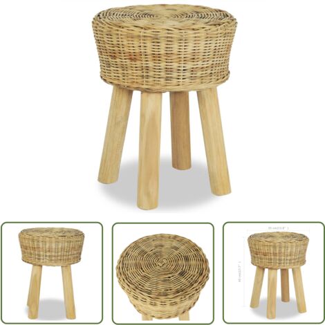The Living Store Tabouret de bar Rotin naturel - Tabouret De Bar - Tabouret Design - Tabouret Rotin - Tabouret Teck - Chaise Haute