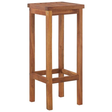 The Living Store Tabourets de bar lot de 2 bois d'acacia massif - Chaises De Bar - Tabourets De Bar - Mobilier De Jardin - Chaise En Bois - Acacia Massif