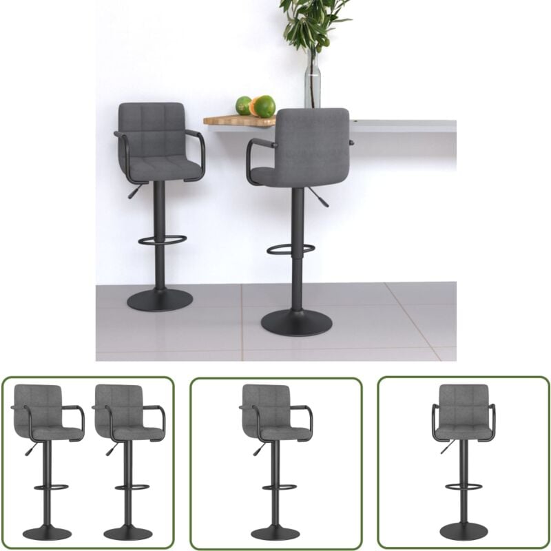 The Living Store - Tabourets de bar lot de 2 gris clair tissu - Tabouret De Bar - Chaise De Comptoir - Tabourets Hauts - Meubles De Cuisine