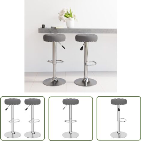 The Living Store Tabourets de bar lot de 2 gris foncé tissu - Tabouret De Bar - Chaise De Comptoir - Tabourets Hauts - Meubles De Cuisine - Décoration Intérieure