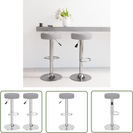 The Living Store Tabourets de bar lot de 2 gris tissu - Tabouret De Bar - Chaise De Comptoir - Tabourets Hauts - Meubles De Cuisine - Décoration Intérieure