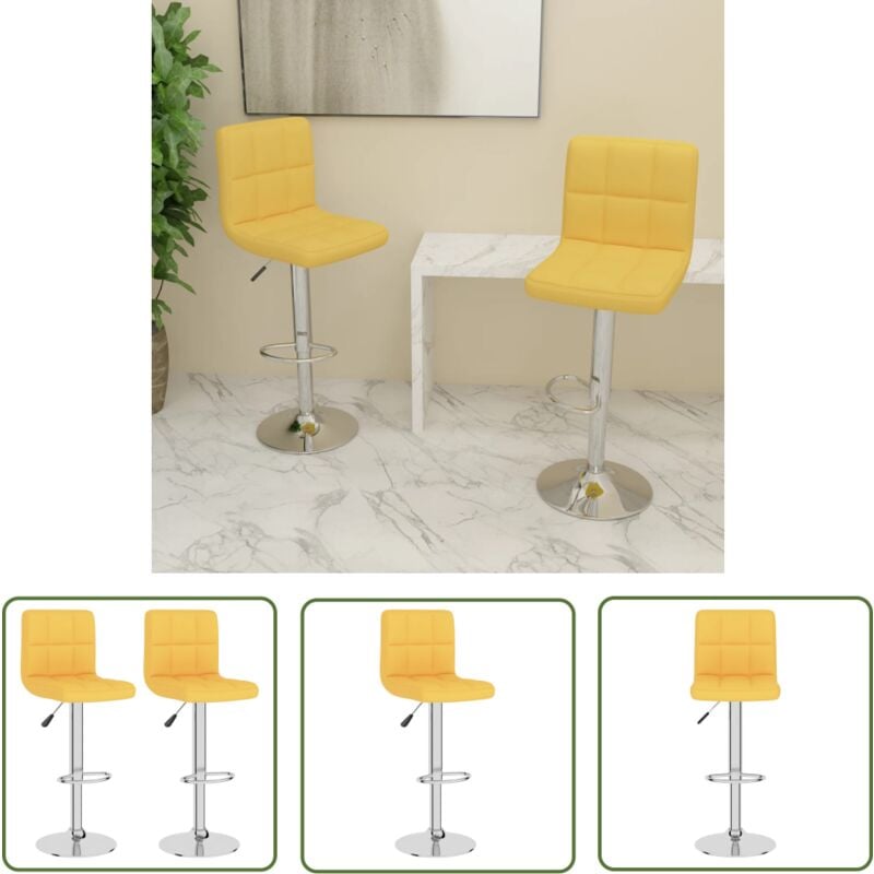 The Living Store - Tabourets de bar lot de 2 jaune moutarde tissu - Tabouret De Bar - Chaise De Bar - Tabouret De Comptoir - Chaise De Comptoir