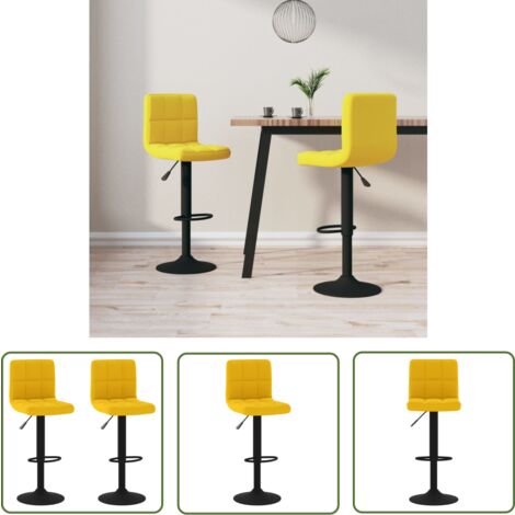 The Living Store Tabourets de bar lot de 2 jaune moutarde velours - Tabouret De Bar - Chaise De Comptoir - Tabourets De Bar - Fauteuil De Bar - Mobilier De Cuisine
