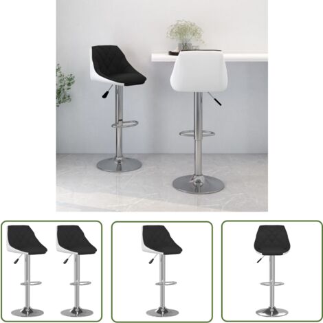 The Living Store Tabourets de bar lot de 2 noir et blanc similicuir - Tabouret De Bar - Chaise De Comptoir - Tabourets De Bar - Meubles De Cuisine - Mobilier Moderne