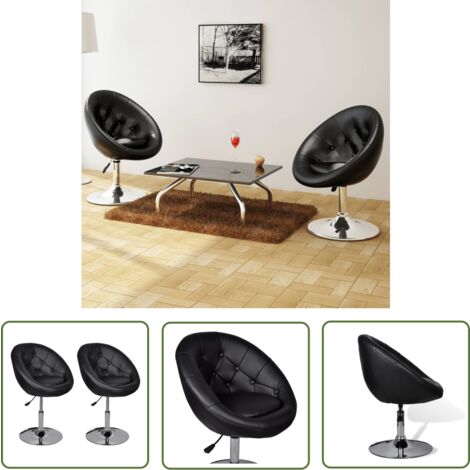 The Living Store Tabourets de bar lot de 2 noir similicuir - Chaise De Bar - Tabouret De Comptoir - Fauteuil De Salon - Mobilier Contemporain - Design Moderne