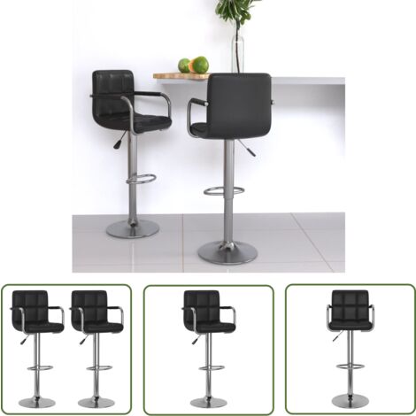 The Living Store Tabourets de bar lot de 2 noir similicuir - Tabouret De Bar - Chaise De Comptoir - Tabourets De Bar - Meubles De Cuisine - Mobilier Moderne