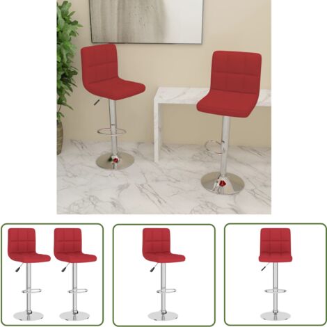 The Living Store Tabourets de bar lot de 2 rouge bordeaux tissu - Tabouret De Bar - Chaise De Comptoir - Tabourets Rouges - Meubles De Cuisine - Mobilier Moderne