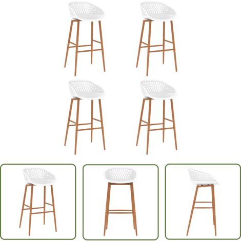 The Living Store Tabourets de bar lot de 4 blanc - Chaises De Bar - Tabourets De Bar - Chaises De Cuisine - Meubles De Bar - Chaises Design