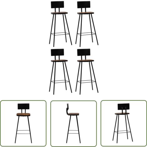 The Living Store Tabourets de bar lot de 4 bois massif de récupération - Chaises De Bar - Tabourets De Bar - Meubles Industriels - Mobilier Vintage - Chaises Design
