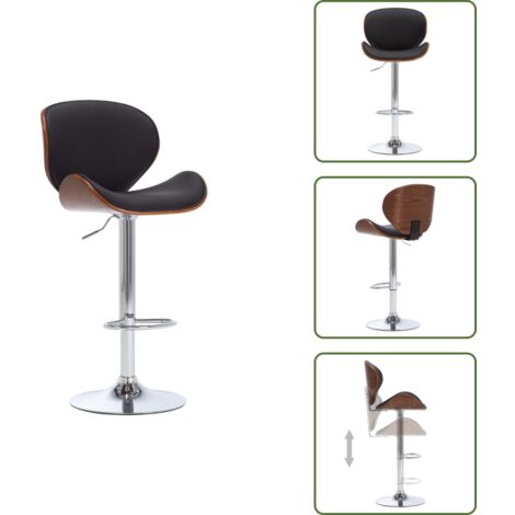 The Living Store Taburete de cocina cuero sintético negro - Taburete ergonómico