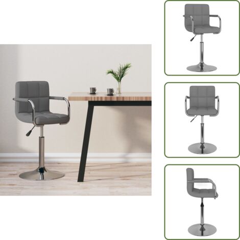 The Living Store Taburete de cocina de tela gris claro - Silla giratoria
