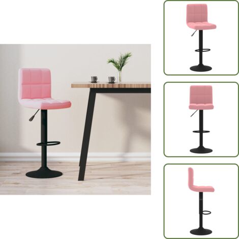 The Living Store Taburete de cocina de terciopelo rosa - Silla de bar