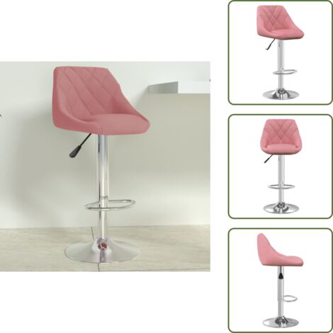 The Living Store Taburete de cocina de terciopelo rosa - Taburete de cocina