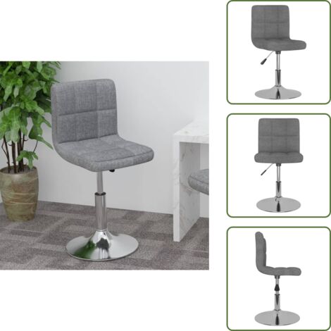 The Living Store Taburete de cocina giratorio de tela gris claro - Silla de cocina giratoria