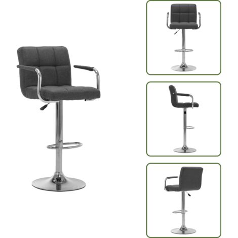 The Living Store Taburete de cocina tela gris oscuro - Taburete de barra