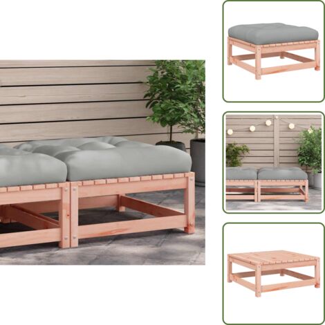 The Living Store Taburete de jardín con cojín madera maciza de abeto de Douglas - Cojín de madera
