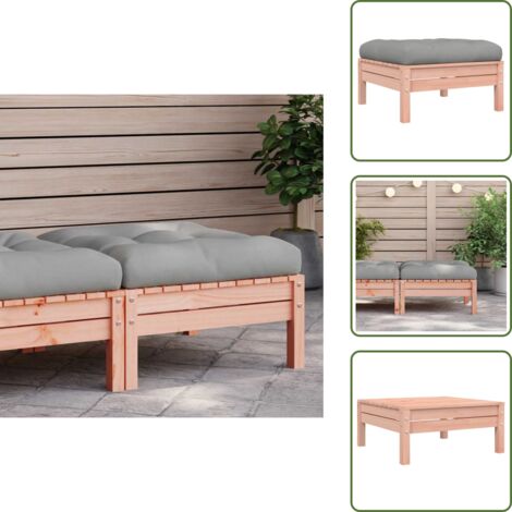 The Living Store Taburete de jardín con cojín madera maciza de abeto de Douglas - Madera maciza