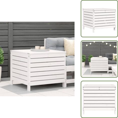 The Living Store Taburete de jardín madera maciza de pino blanco 62x63,5x53,5 cm - Madera de pino