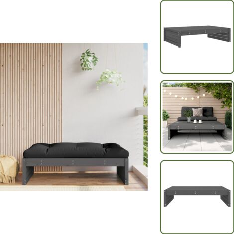 The Living Store Taburete de jardín madera maciza de pino gris 120x80 cm - Madera maciza