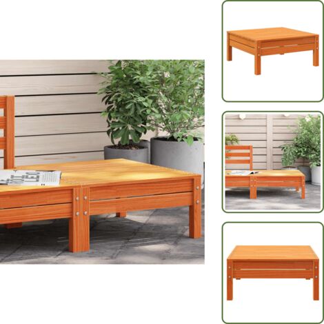 The Living Store Taburete de jardín madera maciza de pino marrón cera - Madera maciza