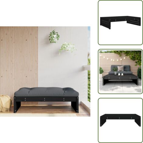 The Living Store Taburete de jardín madera maciza de pino negro 120x80 cm - Madera maciza
