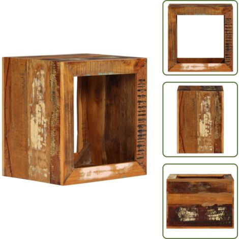 The Living Store Taburete de madera maciza reciclada 40x30x40 cm - Madera reciclada