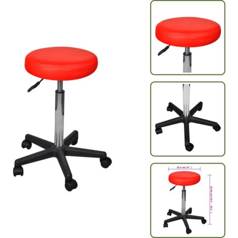 The Living Store Taburete de oficina rojo - Silla de oficina roja