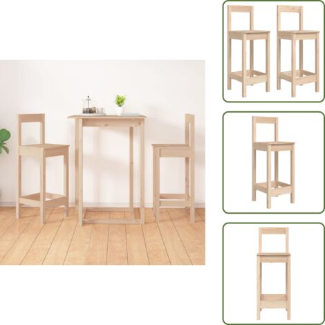 The Living Store Taburetes altos 2 uds madera maciza de pino 40x41,5x112 cm - Madera maciza