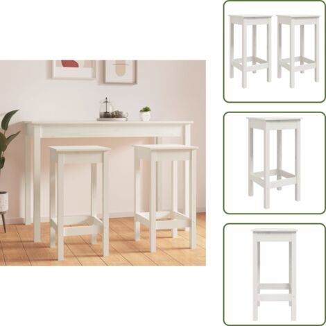 The Living Store Taburetes altos 2 uds madera maciza de pino blanco 40x40x78 cm - Taburetes altos