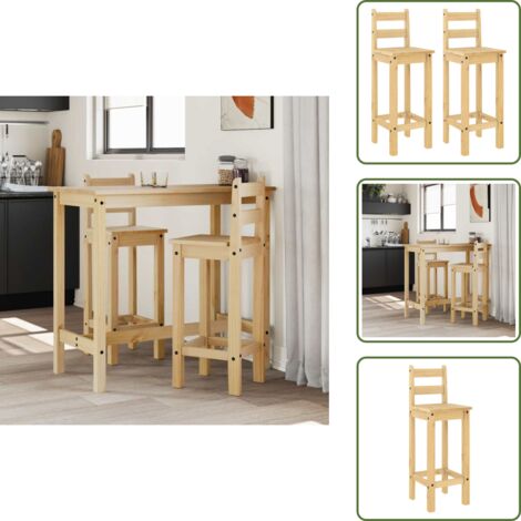The Living Store Taburetes altos 2 uds madera maciza de pino - Taburetes altos