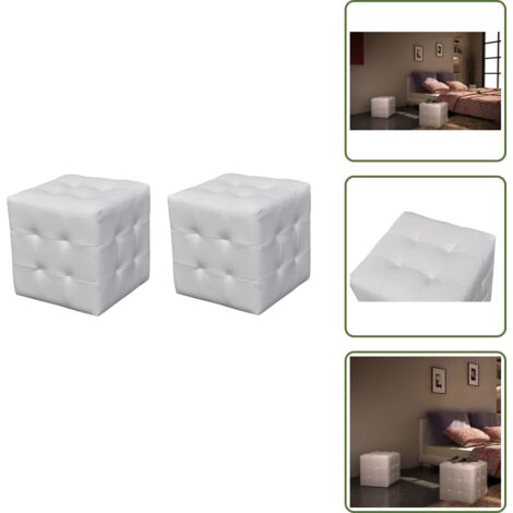 The Living Store Taburetes cubo blancos - Taburete blanco