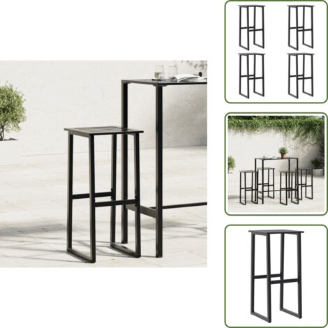 The Living Store Taburetes de bar 4 unidades acero negro 38x38x80 cm - Sillas de jardín