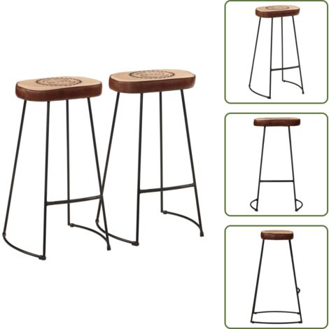 The Living Store Taburetes de barra 2 uds marrón oscuro 44x37,5x78 cm - Asiento cómodo