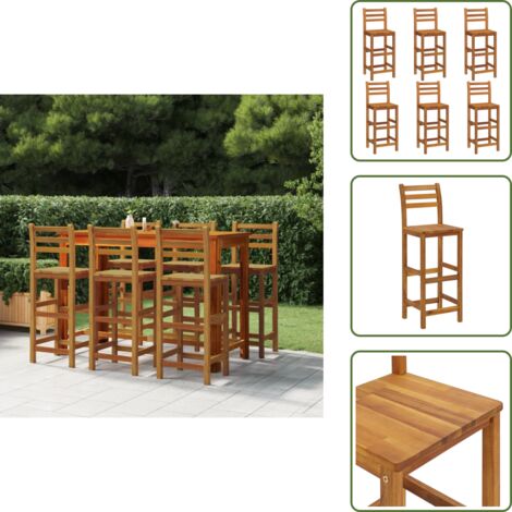 The Living Store Taburetes de barra de cocina 6 unidades madera maciza acacia - Taburete de madera