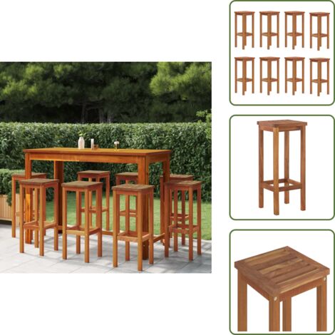 The Living Store Taburetes de barra de cocina 8 unidades madera maciza acacia - Taburete de acacia