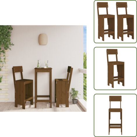The Living Store Taburetes de cocina 2 uds madera pino marrón 40x48,5x115,5 cm - Sillas de exterior