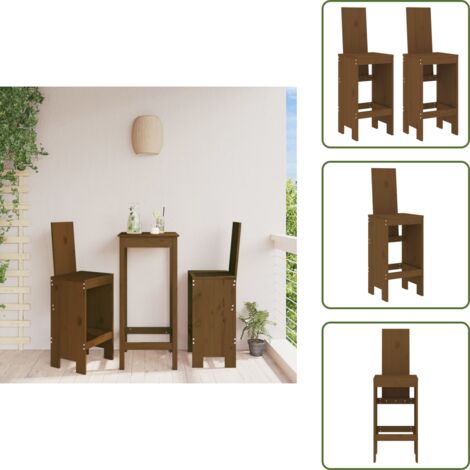 The Living Store Taburetes de cocina 2 uds madera pino marrón miel 40x42x120 cm - Madera maciza