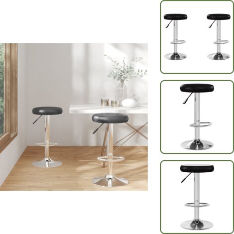 The Living Store Taburetes de cocina 2 unidades cuero sintético negro - Taburete giratorio