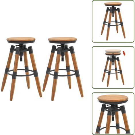 The Living Store Taburetes de cocina 2 unidades madera maciza de abeto - Madera maciza